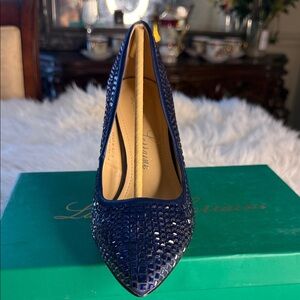 Lauren Lorraine Navy Rhinestone Heels
